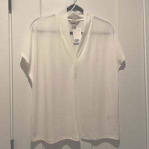 H&M simple white v neck blouse